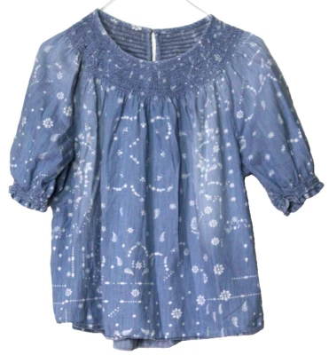 BLUSA TÚNICA CROFT & BARROW Damas Talla L Azul Claro Blanco Estampado Manga Corta Foto 1 de 4