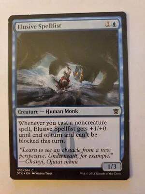 MTG Magic The Gathering Card Elusive Spellfist Creature Human Monk Blue Dragons  - Image 1 of 2