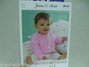 James C Brett 4 Ply Knitting Pattern JB123 - Baby Cardigan ( 12 - 20" ) - Picture 1 of 1