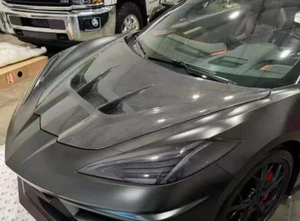 Real Carbon Fiber Hood Compatible With Corvette C8 Z06 2020+ Front Hood - Picture 1 of 4
