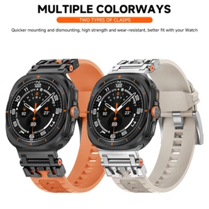 For Samsung Galaxy Watch Ultra 47mm Strap Sport Band Rugged Premium TPU & Metal - Picture 1 of 30