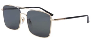 Gucci Men GG0610SK-001 Gold & Black Frame / Gray Tinted Lens Sunglasses - Picture 1 of 4