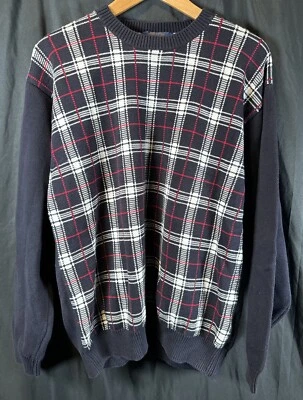 ✨Vintage Tommy Hilfiger Golf Sweater Men's Large Plaid Navy Red White- EUC✨ - Image 1 of 4