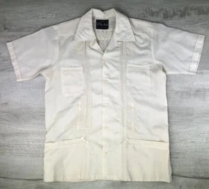 Vintage Mexican Wedding Shirt 60s 70s Guayaberas Ra-Had Made Mexico Mens 38 - Picture 1 of 12
