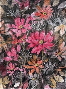 9”x12” Pamela Wilhelm Original Ink Watercolor Evening garden On Textured Paper - Picture 1 of 4