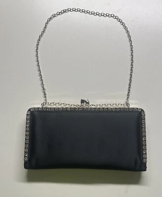 Franchi Handbag clutch Evening Cocktail Purse Black Bejeweled - Image 1 of 4