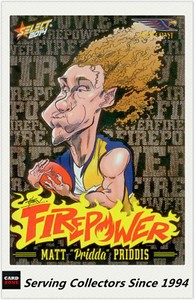 2014 AFL Champions Laserfoil Firepower Caricature FC53 Matt Priddis (West Coast)
