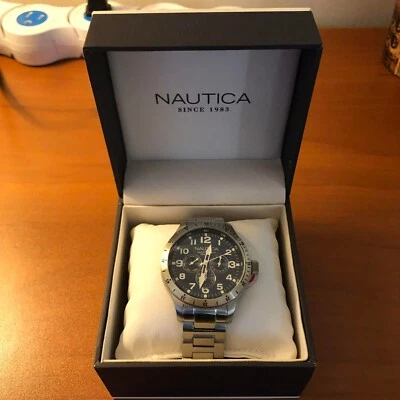 *NEW* Nautica N14672G Men Stainless Steel Bracelet Watch (NEVER WORN) NWT - image 1 of 4