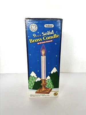 Vela vintage GE 9 pulgadas de latón macizo con cordón decoración navideña Foto 1 de 4