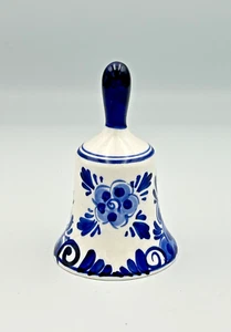 Blue Delft Porcelain Floral Bell 3.75" Elesva Holland - Picture 1 of 9