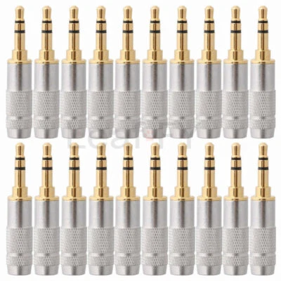 20PCS 3.5mm 3 Pole Male Repair Headphone Jack Plug Metal Audio Soldering - Image 1 of 4