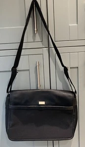 Messenger Laptop Bag Kenneth Cole Cross Body Black Fabric & Leather Unisex - Photo 1/11