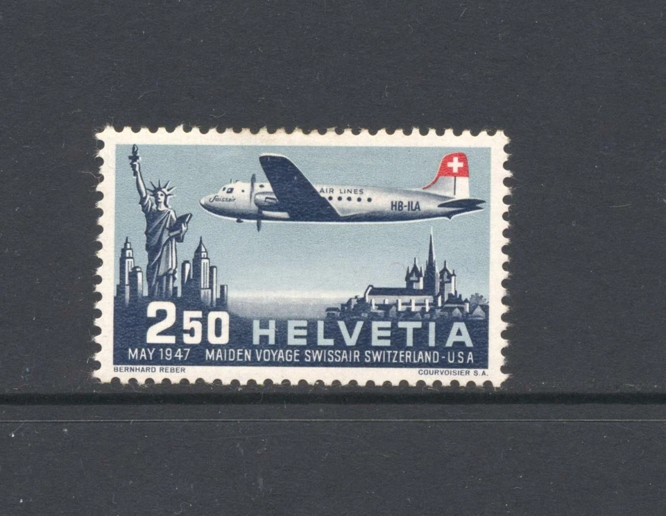 Switzerland 1947 SG 472 Geneva New York Flight Air MNH - Image 1 of 1