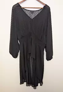 Torrid Mini Clip Dot Babydoll Dress Coverup V-Neck Lined Deep Black Plus 22/24 - Picture 1 of 7