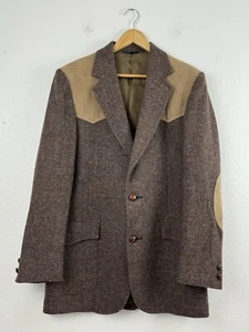 Pendleton Men's Vintage Wool Blazer Suede Elbow Patch Western Wear 40L 1960s - Picture 1 of 10