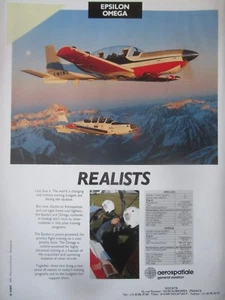 7/1990 PUB SOCATA AEROSPATIALE AVION EPSILON OMEGA AIRCRAFT MILITARY TRAINER AD - Picture 1 of 1