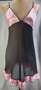 H&M - Luxurious Satin Nightgown Baby Doll Chemise Pink Black Women's Size Small - Picture 1 of 10