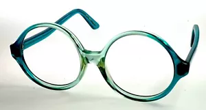 Mod! NOS! Art-Craft Teal Blue 1960s Round Women's Eyeglass Frames 48/18/145 #321 - Picture 1 of 6