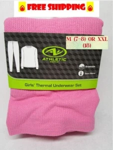 Athletic Works Thermal Underwear Set Girls Pink Breathable SZ XXLG (18), M (7-8) - Picture 1 of 11