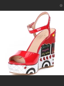 KATE SPADE TACO TRUCK DORA WEDGE ESPANDRILLE PLATFORM RED PATENT Size 9.5 In Box - Picture 1 of 7