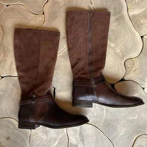 FRYE Stiefel Größe 11 Leder und Wildleder Melissa Gürtel hoch Reiten braun FR40063 - Bild 1 von 14