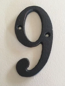Number 9 Cast Iron Rustic House Number 11cm - Picture 1 of 2
