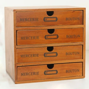 Vintage Wooden Storage Box Wood Drawer Jewelry Cosmetics Home Desktop Organizer - Picture 1 of 12