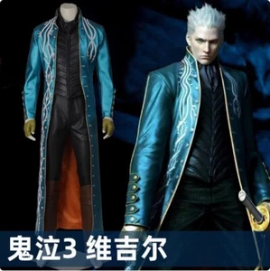 Devil May Cry Vergil Outfit Blue Jacket Lot Halloween Cosplay Full Set Costume - Picture 1 of 9