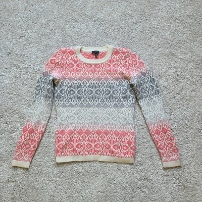 Suéter Talbots Mujer Mezcla Lana de Cordero Rosa Gris Marfil Talla XS Foto 1 de 4
