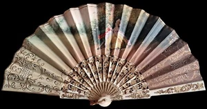 Fine Antique Late 19th MUSEUM Quality European Hand Painted Carved Fan Ca 1890 - Picture 1 of 24