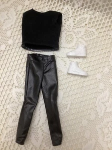 Barbie KEN Looks #5 Doll Outfit Black Top Faux Leather Pants White Sneakers NEW - Picture 1 of 11