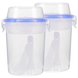 2pcs food storage container Plastic Seal Breakfast Overnight Oat Jars Oatmeal - Picture 1 of 12
