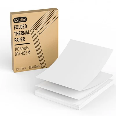 Papel de impresora térmica 8,5 x 11 pulgadas, 100 hojas de papel térmico tamaño carta de EE. UU., Foto 1 de 4