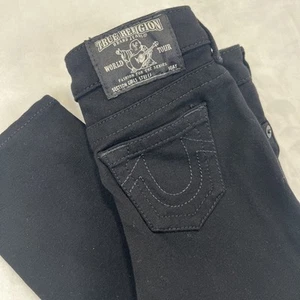 True religion Stella Jean's Youth Girls Sz 7 Skinny Black Stitch Straight Leg - Picture 1 of 12