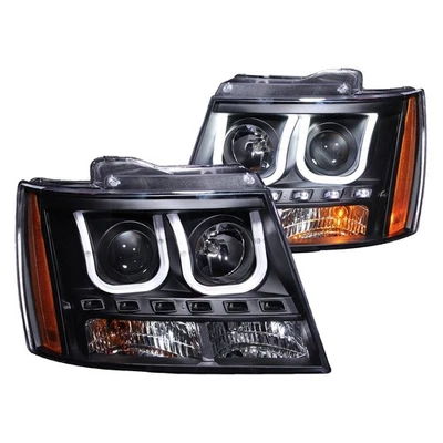For Chevy Tahoe 07-14 Headlights Driver & Passenger Side Black U-Bar Projector Foto 1 de 4