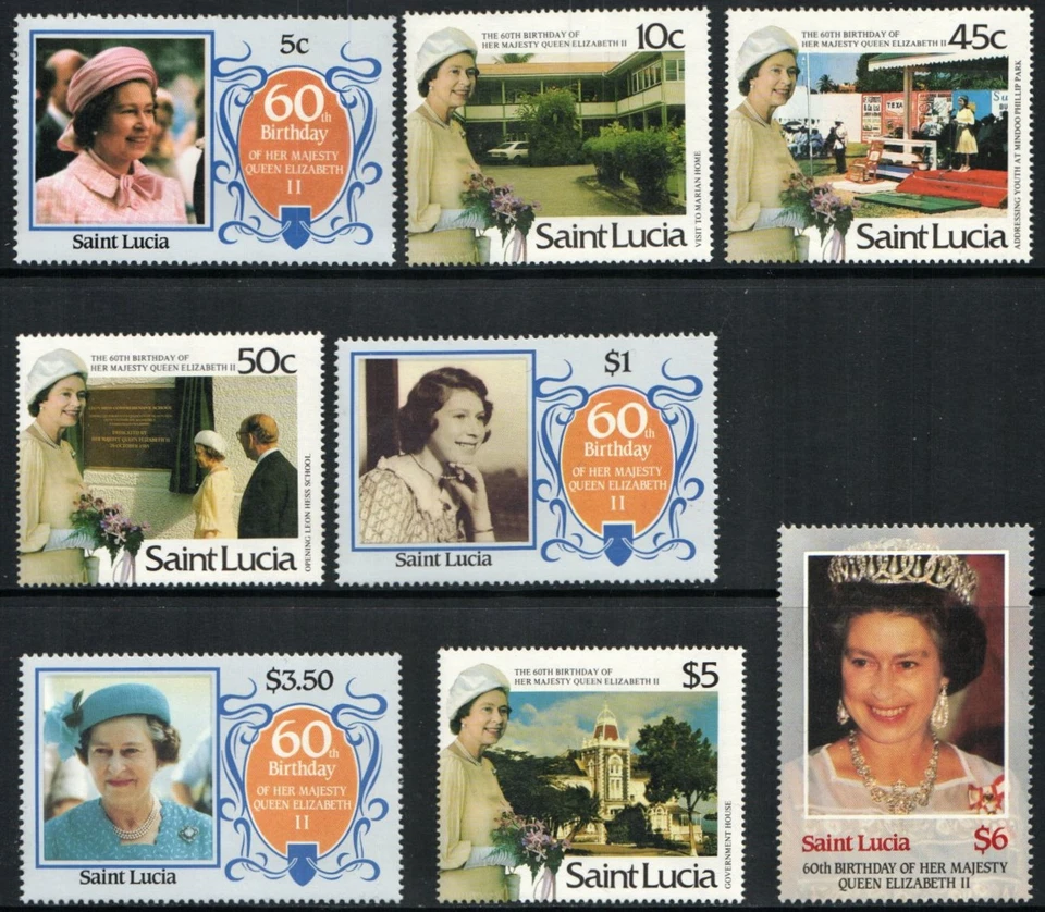 Saint Lucia Stamp 825-832  - Queen Elizabeth, 60th birthday - Изображение 1 из 1