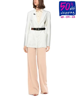 Giacca blazer VICOLO taglia M avorio con cintura e toppe foderata Made in Italy - Immagine 1 di 4