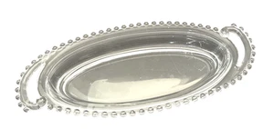 Plato de apio Candlewick ovalado transparente de vidrio imperial 13" encantadores detalles con cuentas - Imagen 1 de 2