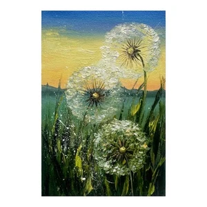 original oil painting Dandelion Art Meadow painting flower Artwork Dandelion Art - Picture 1 of 14