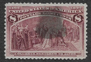 MMK Philatelie: US Scott #236 gebraucht Columbian 8c Magenta SCV 10 $ - Bild 1 von 2