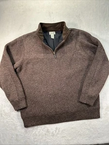 LL Bean Waterfowl Sweater Merino Wool 1/4 Zip Men’s Large Brown Lined Knit Warm - Bild 1 von 11