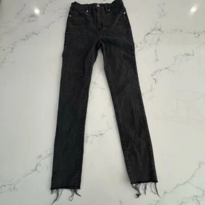 Pantalones de mezclilla Madewell para mujer 25x27 negros 11" tiro alto ajustados elásticos oscuros - Imagen 1 de 9