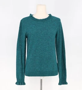SUNDANCE Ruffle Aileen Sweater in Teal Wool Cashmere Blend Size S - Picture 1 of 6