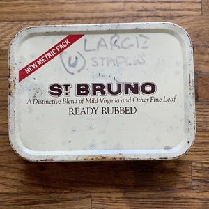 Vintage St Bruno Ready Rubbed Tobacco Tin New Metric Pack Cream Lid 50g - Picture 1 of 6