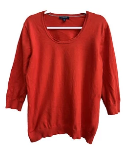 Lands End Womens SZ XL 18-20 Scoop Neck Sweater 3/4 Sleeves FALL orange - Picture 1 of 8