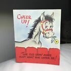 Vintage Gibson Get Well Pop Up Greeting Card ~ Horse Gray Mare ~ Kicking Up