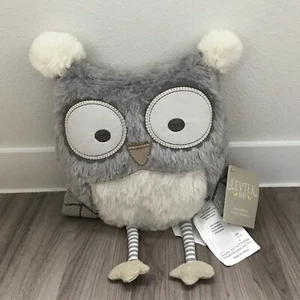 New Levtex Baby Gray Striped Plush Owl 15" Stuffed Pillow Nursery Lovey NWT - Picture 1 of 9
