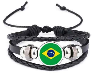 Brasilien Südamerika schwarzes Lederarmband und Samt Geschenktüte - Bild 1 von 4
