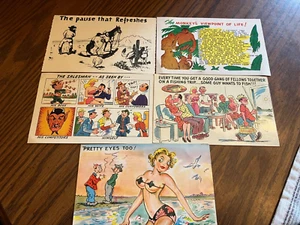 5 vintage post cards. Cartoon. Adult humor. 1957-58. 3 used with stamps. - Bild 1 von 7