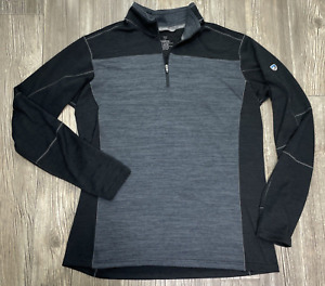 Kuhl Men's Quarter Zip Black Gray Size L Activewear Pullover Top Long Sleeve